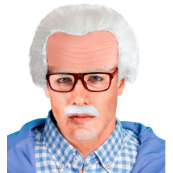 Sada pleš děda s knírem a brýlemi